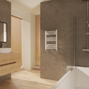 Fjord 600 x 400mm Curved White Heated Towel Rail