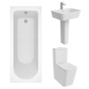 Cordoba Square Modern Bathroom Suite with Close Coupled Toilet and Essential Single Ended Bath - 1700 x 700mm