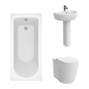 Cordoba Modern Bathroom Suite with Back to Wall Toilet and Essential Single Ended Bath - 1500 x 700mm