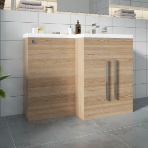 Calm Light Oak Right Hand Combination Vanity Unit Set with Concealed Cistern (No Toilet)