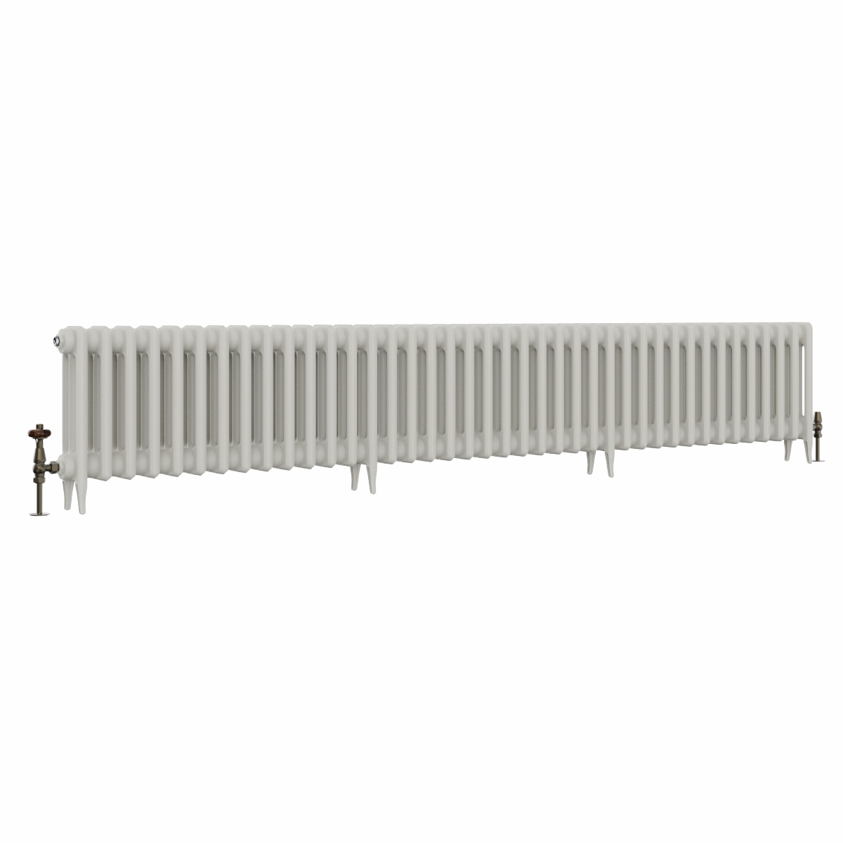 Classic  450 x 2514mm Porcelain White Triple Column Cast Iron Radiator - 40 Sections