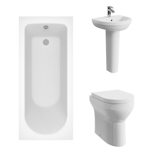 Calgary Modern Bathroom Suite with Back to Wall Toilet and Essential Single Ended Bath - 1600 x 700mm