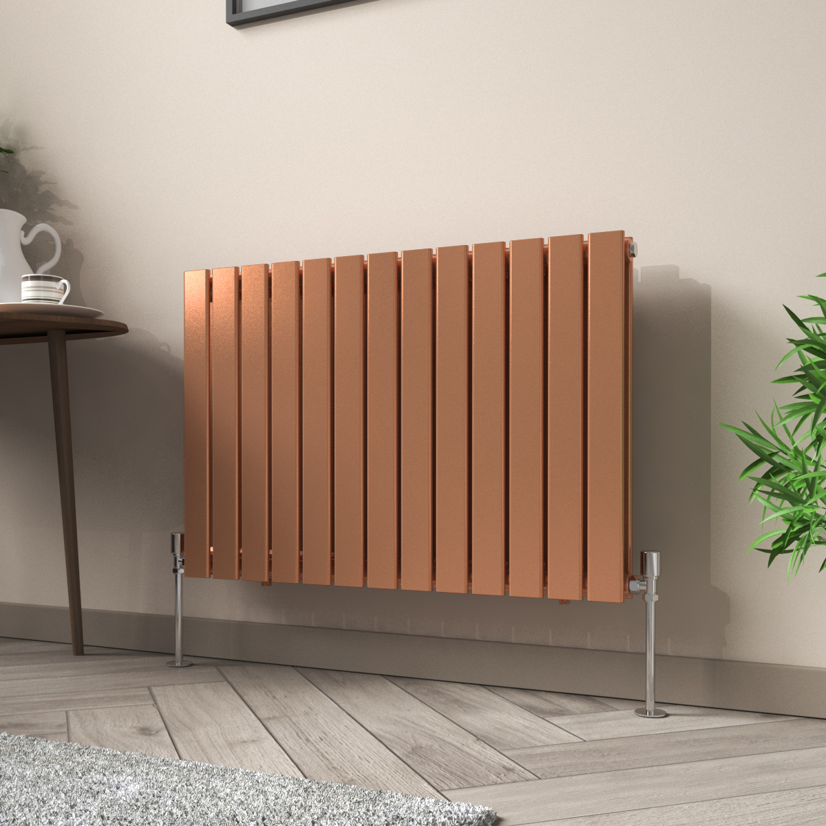 Karlstad 600 x 886mm Metallic Bronze Double Flat Panel Horizontal Designer Radiator