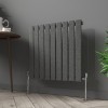 Karlstad 600 x 614mm Black Silver Single Horizontal Flat Panel Designer Radiator