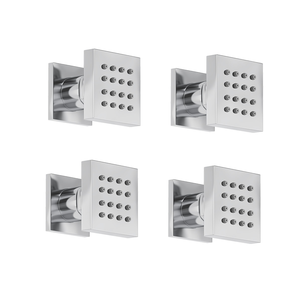Modern 50mm Square Body Jet x 4 - Chrome