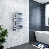 Koli 800 x 450mm Chrome Flat Designer Bathroom Heated Towel Rail Radiator 
