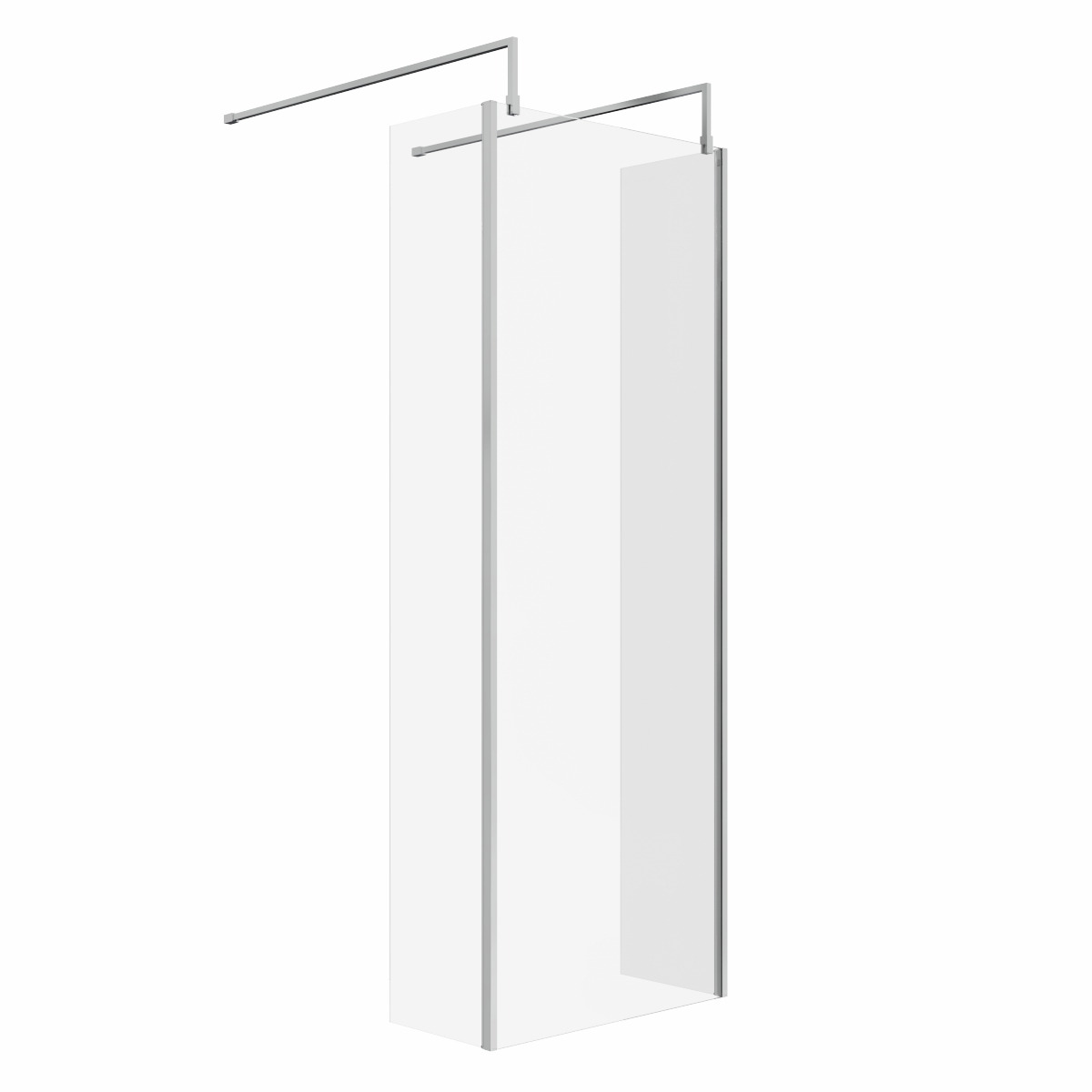 Wasdale 760mm Chrome Walk Through Wet Room Screen with 300mm Hinged Return Screens & L- Shape Support Arms