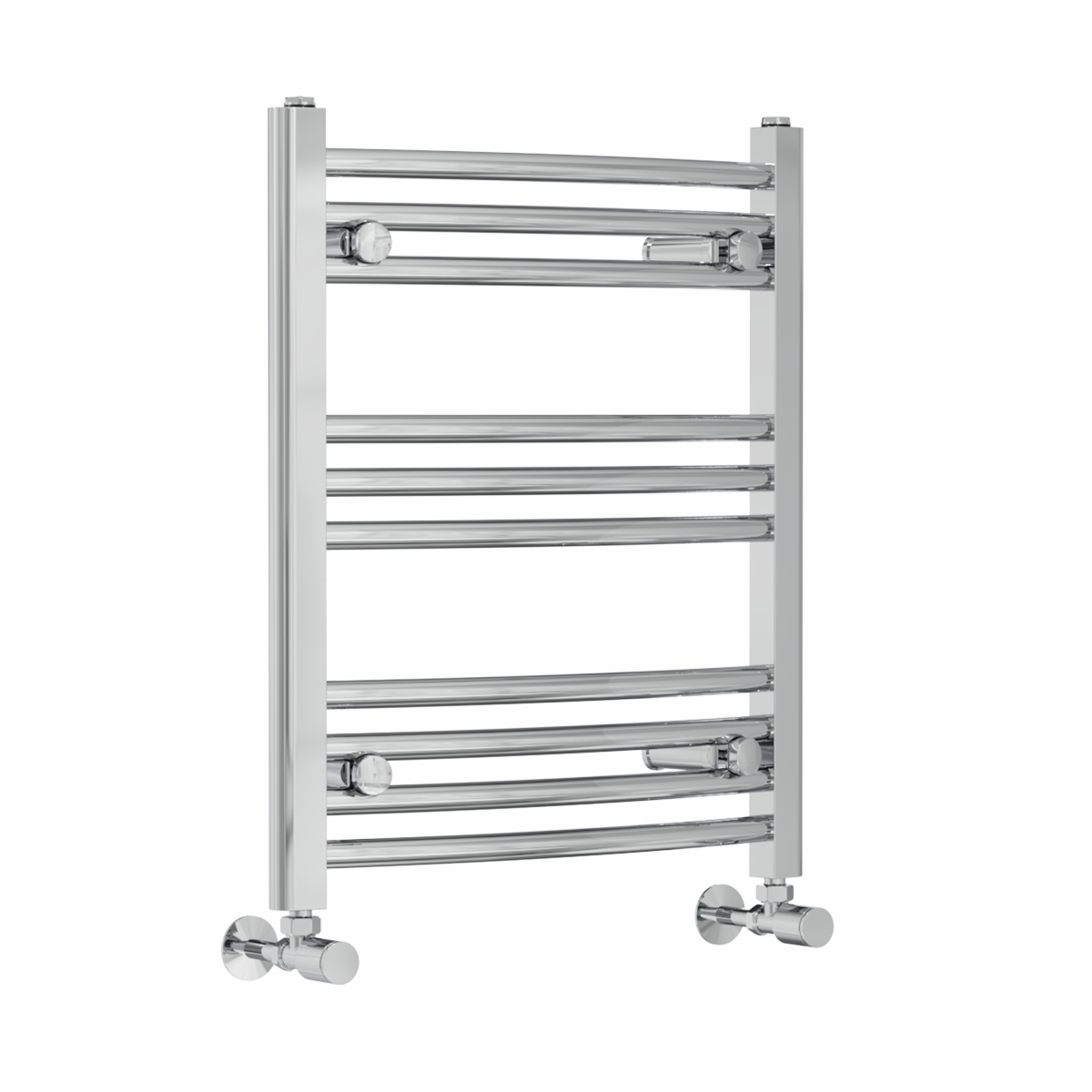 Fjord 600 x 500mm Curved Chrome Heated Towel Rail
