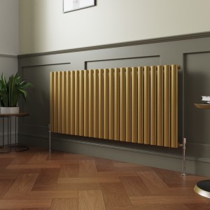 Norden 600 x 1417mm Metallic Gold Single Oval Column Horizontal Designer Radiator