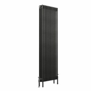 Bern 1800 x 560mm Black Silver Four Column Vertical Traditional Radiator