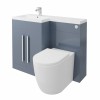 Calm Gloss Grey Left Hand Combination Vanity Unit Basin L Shape with Back to Wall Cordoba Toilet & Soft Close Seat & Concealed Cistern - 1100mm