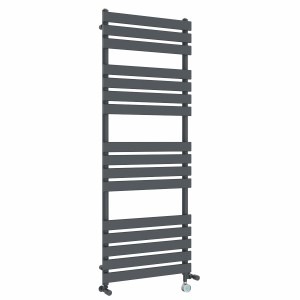 Juva 1600 x 600mm Dual Fuel Sand Grey Flat Panel Thermostatic Touch Control Wifi Electric Heated Towel Rail