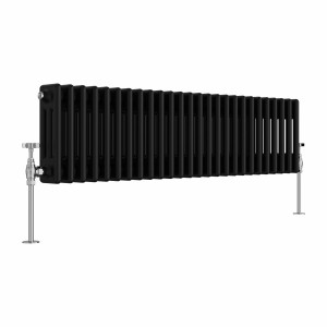 Bern 300 x 1190mm Black Triple Column Horizontal Traditional Radiator