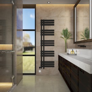 Koli 1600 x 450mm Dual Fuel Black Simple Electric Heated Towel Rail