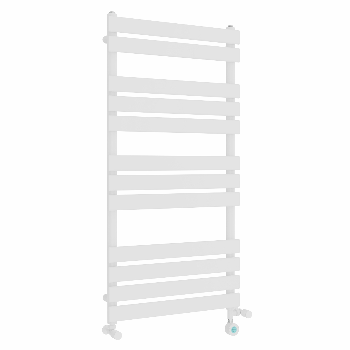 Juva 1200 x 600mm Dual Fuel White Flat Panel Thermostatic Touch Control Wifi Electric Heated Towel Rail