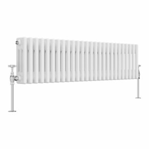 Bern 300 x 1190mm White Triple Column Horizontal Traditional Radiator