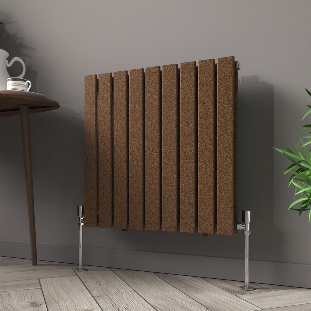 Karlstad 600 x 614mm Black Copper Double Horizontal Flat Panel Designer Radiator