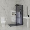 Wasdale 900mm Wet Room Screen with 200mm Hinged Wet Room Return Screen - Black Smoked