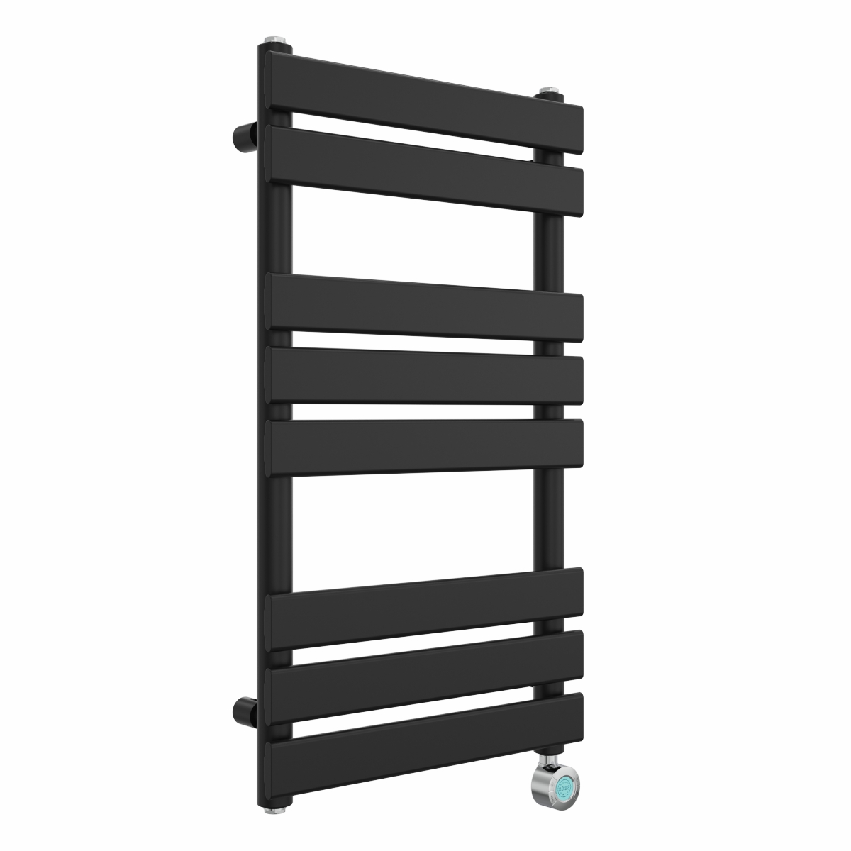 Juva 800 x 450mm Satin Black Flat Panel Thermostatic Touch Control Wifi Electric Heated Towel Rail