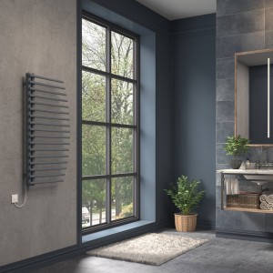 Sigla 1000 x 550mm Anthracite Simple Electric Heated Towel Rail