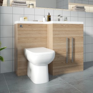 Calm Oak Right Hand Combination Vanity Unit with RAK-Origin Toilet & Soft Close Seat & Concealed Cistern - 1100mm