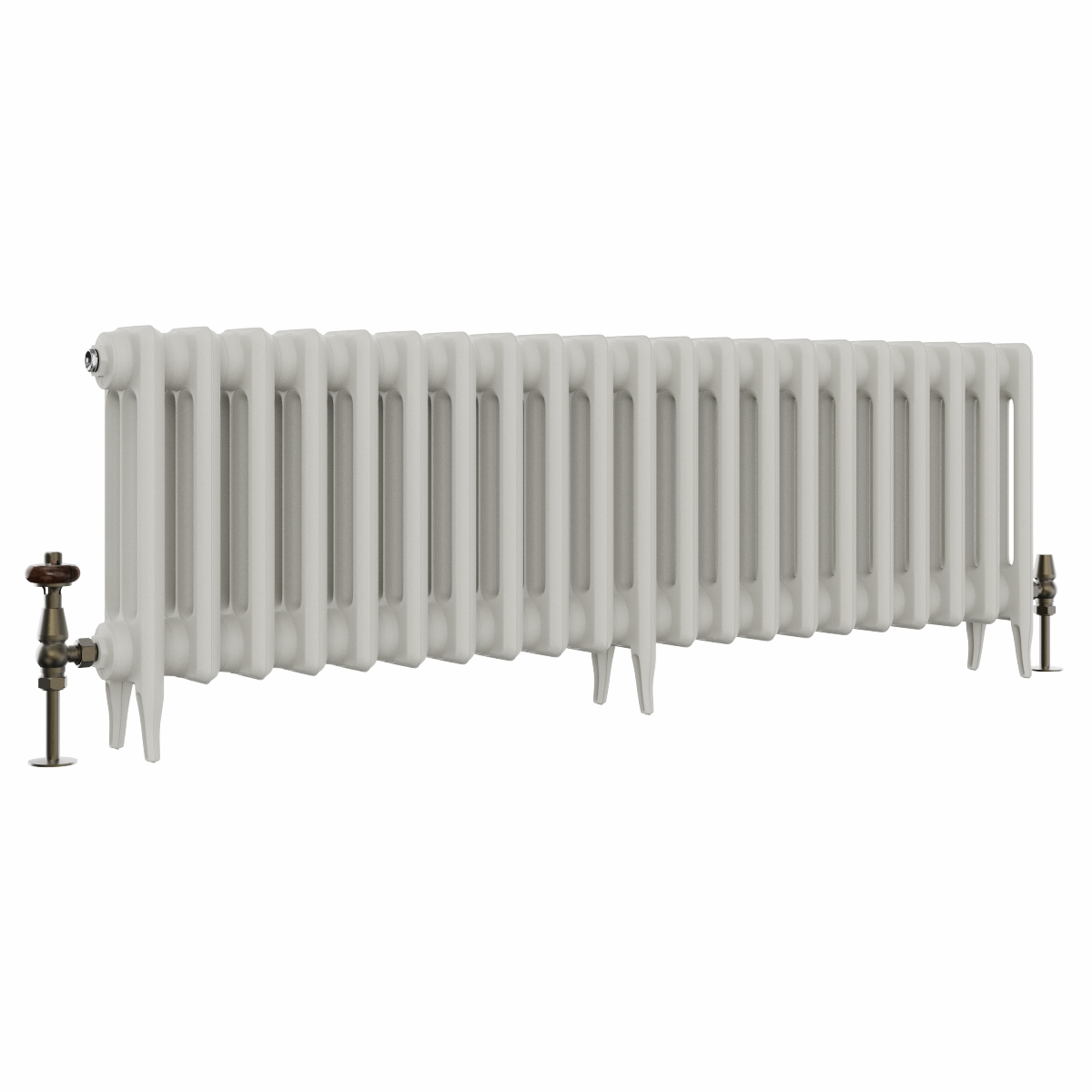 Classic  450 x 1336mm Porcelain White Triple Column Cast Iron Radiator - 21 Sections