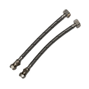 15mm x 3/4" Pair Flexible Tap Connectors With Isolation Valve 300mm - WRAS Approved