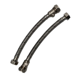 22mm x 3/4" Pair Flexible Tap Connectors With Isolation Valve 300mm - WRAS Approved