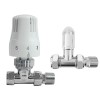 Designer Radiator 15mm Thermostatic Manual White & Chrome Straight Valve Pack