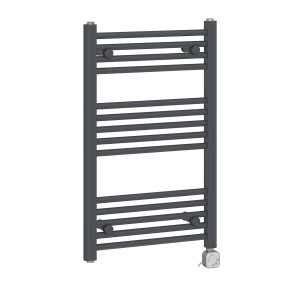 Bergen 800 x 500mm Straight Grey Thermostatic Electric Heated Towel Rail