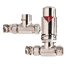 15mm Brushed Nickel Straight Thermostatic Designer Radiator Valves