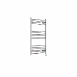 Fjord 1000 x 600mm Curved Chrome Thermostatic Touch Control Wifi Electric Heated Towel Rail