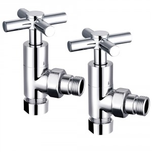 Designer Radiator 15mm Manual Chrome Cross Valves Pair