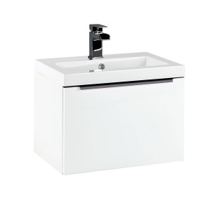 Imperio Torino - 500mm Wall Hung Vanity Unit With Black Handle - Gloss White