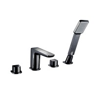 Imperio Juno - Modern 4 Hole Bath Mixer Tap with Shower Kit- Black