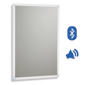 Aquariss Oulu - 700 X 500mm LED Mirror with Demister Pad, Shaver Socket & Bluetooth
