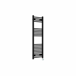 Bergen 1200 x 400mm Straight Black Thermostatic Touch Control Electric Heated Towel Rail