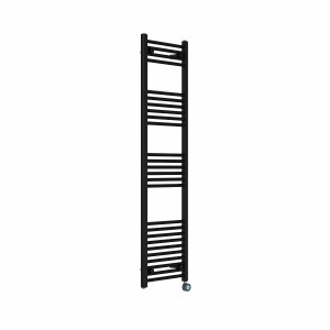 Bergen 1600 x 400mm Straight Black Thermostatic Touch Control Electric Heated Towel Rail