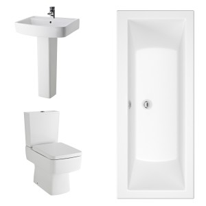 Boston Modern Bathroom Suite with Double Ended Bath - 1700 x 750mm