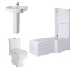 Boston Modern Bathroom Suite with L-Shape Shower Bath - Right Hand - 1500mm