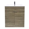 600mm Grey Oak Effect Wash Basin Cabinet Floor Standing Vanity Unit