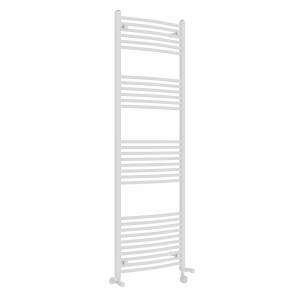 Fjord 1800 x 600mm Dual Fuel Curved White Thermostatic Electric Heated Towel Rail