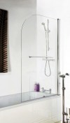 Dane - 1435mm Round Hinged Bath Screen with Rail - Chrome