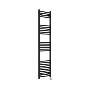 Fjord 1600 x 400mm Curved Black Thermostatic Touch Control Electric Heated Towel Rail