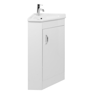 Linden White Corner Cloakroom Vanity Unit & Basin