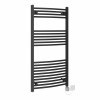 Fjord 1200 x 600mm Curved Black HEC Thermostatic Electric Heated Towel Rail