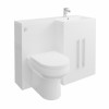 Calm White Right Hand Combination Vanity Unit Basin L Shape with Back to Wall Calgary Toilet & Soft Close Seat & Concealed Cistern - 1100mm