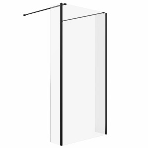 Wasdale 1000mm Black Walk Through Wet Room Screen with 215mm Hinged Return Screens