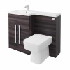 Calm Grey Left Hand Combination Vanity Unit Basin L Shape with Back to Wall Boston Toilet & Soft Close Seat & Concealed Cistern - 1100mm