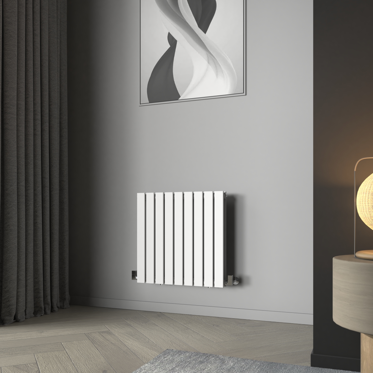 Karlstad 600 x 614mm White Double Horizontal Flat Panel Designer Radiator